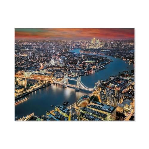 Puzzle Für Erwachsene 1000 Teile DIY Holz Puzzles Erwachsene Kinder Puzzle Klassisches Puzzle，London Aerial View，1000 Teile Puzzle Geschenke Für Liebhaber Oder Freunde（75x50cm）-C52 von GSBRSNTS