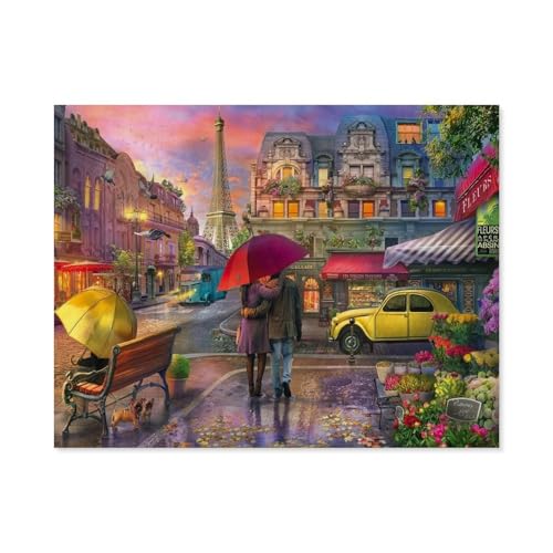 Puzzle Für Erwachsene 1000 Teile DIY Holz Puzzles Erwachsene Kinder Puzzle Klassisches Puzzle，Regenzauber in Paris，1000 Teile Puzzle Geschenke Für Liebhaber Oder Freunde（75x50cm）-E71 von GSBRSNTS