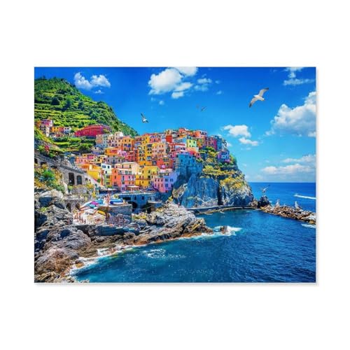 Puzzles 1000 Stück Holz Montage Bild，Cinque Terre，Filmplakat Für Erwachsene Spiele Lernspielzeug（75x50cm）-E47 von GSBRSNTS