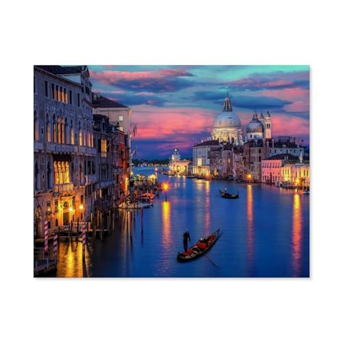 Puzzles 1000 Stück Holz Montage Bild，Venedig Kanal，Filmplakat Für Erwachsene Spiele Lernspielzeug（75x50cm）-C28 von GSBRSNTS