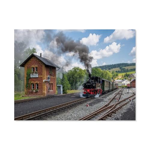 Puzzles Mit 1000 Teilen Puzzles Aus Holz，Unter Dampf im Osten，Puzzle 1000 Teile Für Erwachsene Lustige Kreative DIY-Spielzeuggeschenke Für Mädchen Und Jungen（75x50cm）-G37 von GSBRSNTS