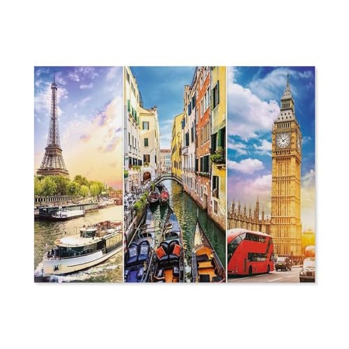 Reise durch Europa，Puzzles 1000 Teile für Erwachsene, Klassische Puzzle Jungen Mädchen Puzzle für Kinder Teenager Lernspiel Spielzeug（38x26cm）-D50 von GSBRSNTS