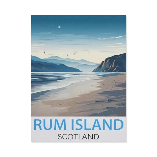 Rum Island, Schottland Vintage-Reiseposter，Puzzles, 1000-teiliges Puzzle Für Erwachsene Und Kinder Ab 10 Jahren（50x70cm）-L57 von GSBRSNTS