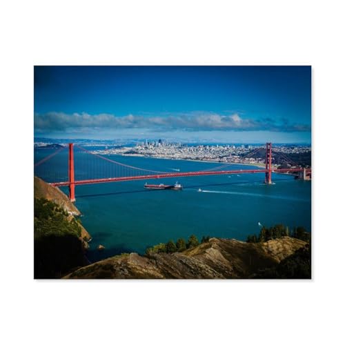 San Francisco Golden Gate Bridge，Holz Puzzle 1000 Stück Adult Toys Dekompressionsspiel（75x50cm）-C9 von GSBRSNTS