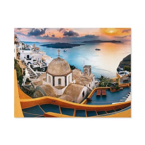 Santorin，Puzzle 1000 Teile Erwachsene Kinde Spaß Lernspielzeug Geschenke（38x26cm）-D64 von GSBRSNTS