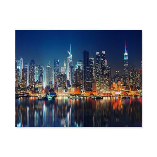 Skyline von New York City，Puzzles 1000 Teile für Erwachsene, Klassische Puzzle Teenager Puzzle Perfektes Pädagogisches Geschenk für Jungen Und Mädchen（50x70cm）-C7 von GSBRSNTS