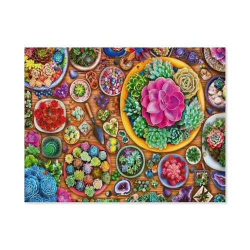 Sukkulenten，1000 Teile Puzzle Erwachsene Dekompressionsspielzeug Erwachsene Ideales Pädagogisches Puzzle Erwachsene Spiele Geschenk（50x70cm）-D60 von GSBRSNTS