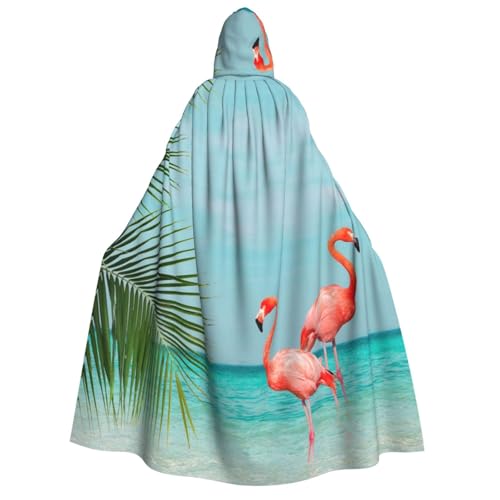 GSGCSBYMLG Flamingo im Wasser bedruckter Umhang mit Kapuze für Erwachsene, Unisex, langer Umhang für Halloween, Weihnachten von GSGCSBYMLG