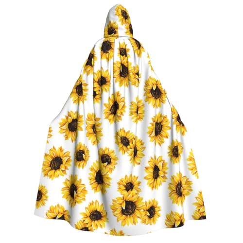 GSGCSBYMLG Kapuzenumhang mit Sonnenblumen-Aufdruck, Unisex, Erwachsene, langer Umhang, Robe, Halloween, Weihnachtskostüm von GSGCSBYMLG