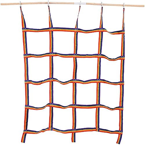 GSHUPIOU Klettern Sieben farbige Sicherheitsnetze 4,8 x 6,1 Fuß Kletter-Ladungsnetz, Strickleiter, Outdoor-Ladungsnetz, for tägliche Unterhaltung und Sport, Tragkraft 300 kg von GSHUPIOU