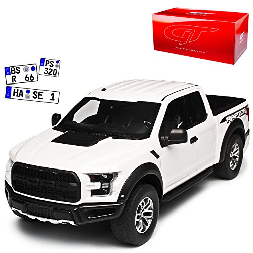 GT-Spirit Ford F*150 Raptor Weiss Pick-Up 13. Generation Ab 2014 Nr 195 1/18 Modell Auto mit individiuellem Wunschkennzeichen von GT-Spirit