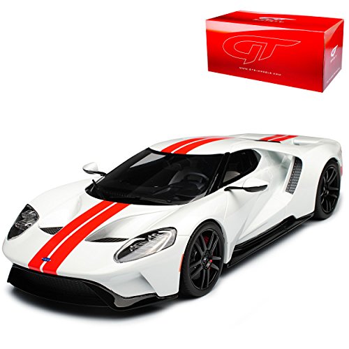 GT-Spirit Ford GT 2017 Weiss mit roten Streifen Nr 097 1/18 Modell Auto von GT Spirit