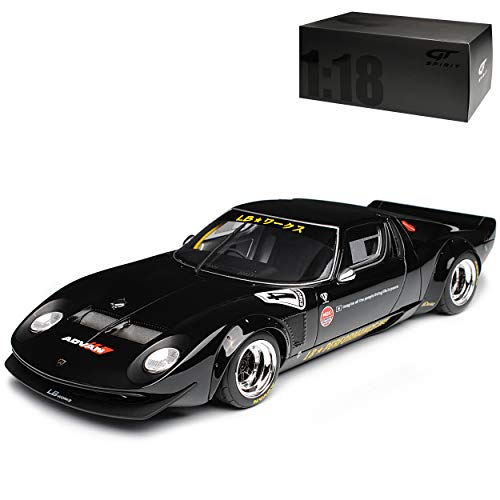 GT Spirit Lamborgihini Miura LB Works Liberty Walk Schwarz Nr 253 1/18 Modell Auto mit individiuellem Wunschkennzeichen von GT Spirit