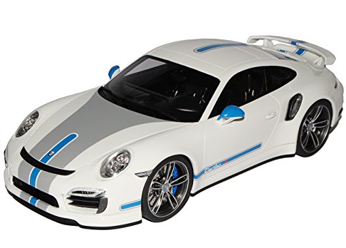 GT Spirit Porsche 911 991 Turbo S Weiss mit Blau Ab 2011 Nr 049 1/18 Modell Auto mit individiuellem Wunschkennzeichen von GT Spirit