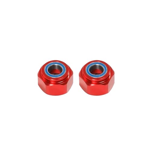 Für Tamiya Für DT03 1/10 Für RC Fernbedienung Upgrade Teile Zubehör 2 Stücke Metall Vorne 12mm Rad Hex Hub Adapter Teile RC Ersatzteile(Red) von GTFRUQAS