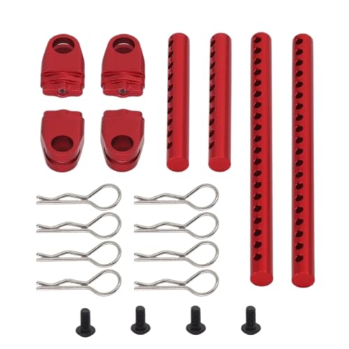 Für Tamiya Für TT-02 RC Auto Upgrade Teile 1/10 Zubehör Metall Körper Montieren Post Shell Spalte Fernbedienung Auto Zubehör RC Ersatzteile(Red) von GTFRUQAS