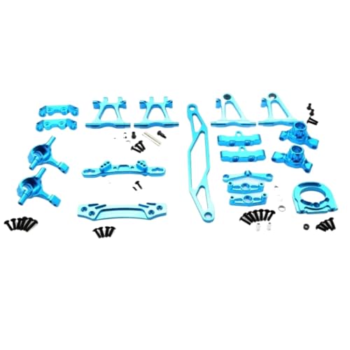 Für Tamiya Für TT02 RC Auto Upgrade Teile 1/10 Metall Modifikation Zubehör Kit Suspension Arme Lenkung Fernbedienung Upgrade Teile RC Ersatzteile(Blue) von GTFRUQAS