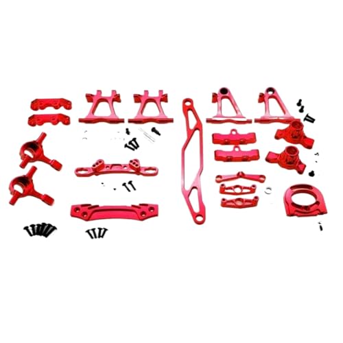 Für Tamiya Für TT02 RC Auto Upgrade Teile 1/10 Metall Modifikation Zubehör Kit Suspension Arme Lenkung Fernbedienung Upgrade Teile RC Ersatzteile(Red) von GTFRUQAS