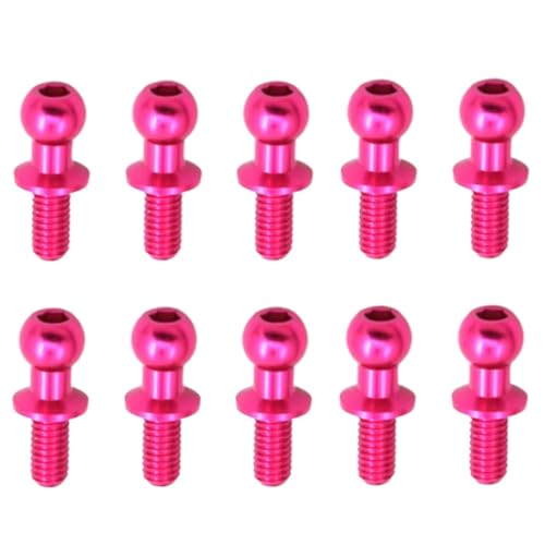 Für Tamiya TT01 TT02 Für Sakura D5 1/10 10Pcs RC Drift Auto Ersatzteile Universal M3 Metall Hex Ball Kopf Schrauben RC Ersatzteile(Pink) von GTFRUQAS