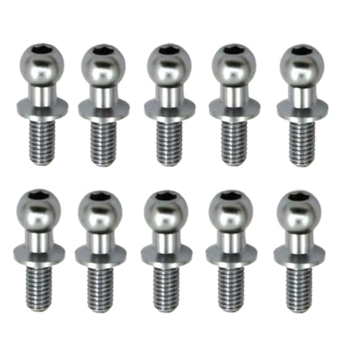 Für Tamiya TT01 TT02 Für Sakura D5 1/10 10Pcs RC Drift Auto Ersatzteile Universal M3 Metall Hex Ball Kopf Schrauben RC Ersatzteile(Silver) von GTFRUQAS