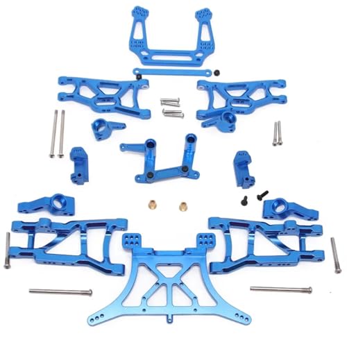 Für Traxxas Für Slash 2WD Für VXL 1/10 Metall Upgrades Teile Kit Suspension Arm Schock Turm Lenkung Block RC Auto Ersatz Zubehör RC Ersatzteile(Blue) von GTFRUQAS