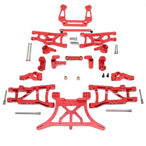 Für Traxxas Für Slash 2WD Für VXL 1/10 Metall Upgrades Teile Kit Suspension Arm Schock Turm Lenkung Block RC Auto Ersatz Zubehör RC Ersatzteile(Red) von GTFRUQAS