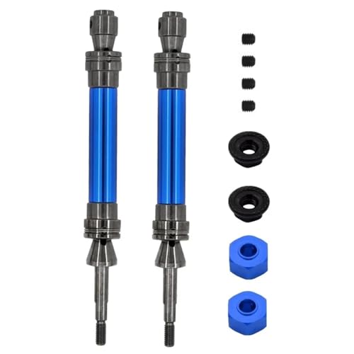 Für Traxxas Für Slash 2WD Für Vxl 4X4 Für Hoss Für Stampede 1/10 RC Auto Upgrade Teile 2Pcs Stahl Hintere Antriebswelle Antriebswelle CVD 6852R RC Ersatzteile(Blue) von GTFRUQAS