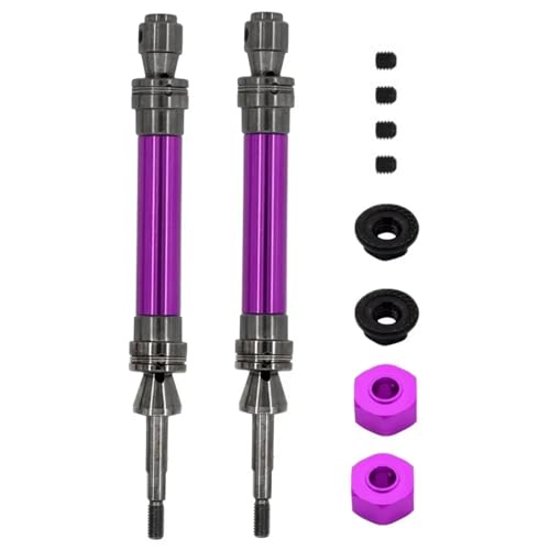 Für Traxxas Für Slash 2WD Für Vxl 4X4 Für Hoss Für Stampede 1/10 RC Auto Upgrade Teile 2Pcs Stahl Hintere Antriebswelle Antriebswelle CVD 6852R RC Ersatzteile(Purple) von GTFRUQAS