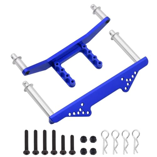 Für Traxxas Für Slash Für Rustler Für Stampede Für VXL 2WD 1/10 RC Auto Upgrade Zubehör Metall Vordere Und Hintere Körper Halterungen Mit Körper Streben RC Ersatzteile(Blue) von GTFRUQAS