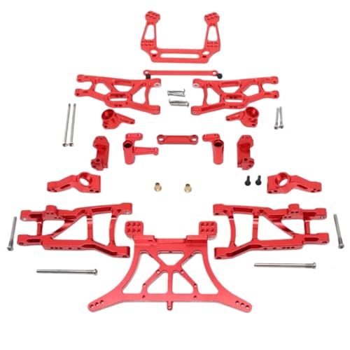 Für Traxxas Für Slash Für VXL 2WD 1/10 Metall Upgrades Teile Kit Suspension Arm Schock Turm Lenkung Block RC Auto Ersatz Zubehör RC Ersatzteile(Red) von GTFRUQAS