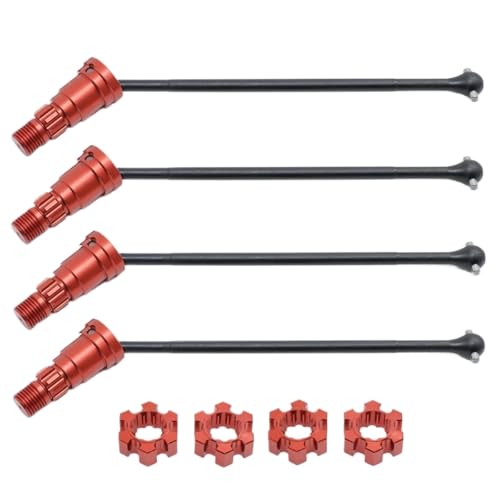 Für Traxxas Für X-Maxx XMAXX 6S 8S 1/5 2/4 Stücke Metall Vordere Und Hintere Antriebswelle CVD Für Monster Truck RC Auto Upgrades Teile Zubehör RC Ersatzteile(Red,4pcs) von GTFRUQAS