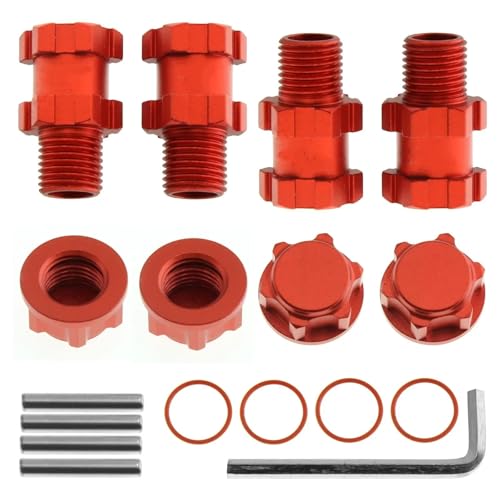 GTFRUQAS Für Arrma 3S Für Senton Für Vorteks Für Typhon Big Für Rock Für Granite 1/10 RC Upgrade Teile Metall 14mm Bis 17mm Splined Rad Hex Hub Adapter RC Ersatzteile(Red) von GTFRUQAS