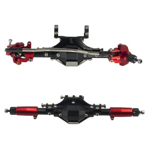 GTFRUQAS Für Axial Für Scx10 Ii 2 Upgrades Teile Für 90046 90047 4WD Metallic Vorne Hinten Gerade Achse Mit Schutz Rüstung RC Auto Zubehör RC Ersatzteile(Red a Pair) von GTFRUQAS