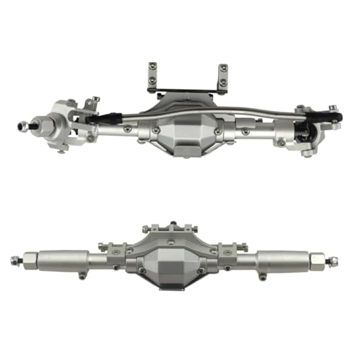 GTFRUQAS Für Axial Für Scx10 Ii 2 Upgrades Teile Für 90046 90047 4WD Metallic Vorne Hinten Gerade Achse Mit Schutz Rüstung RC Auto Zubehör RC Ersatzteile(Silver a Pair) von GTFRUQAS