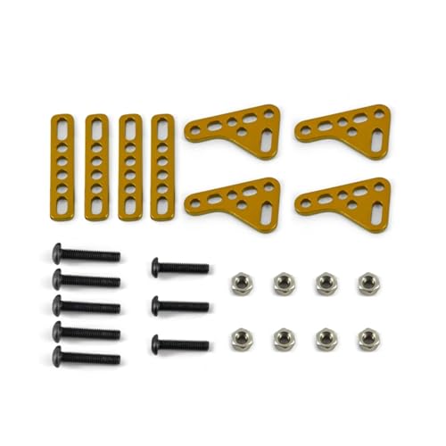 GTFRUQAS Für Axial Für Scx10 Upgrades Teile 1/8 1/10 Für TRX4 TRX6 D90 90046 Metallic Doppel Stoßdämpfer Halterung Dämpfer Halterung Ständer Rc Auto Zubehör RC Ersatzteile(Yellow) von GTFRUQAS