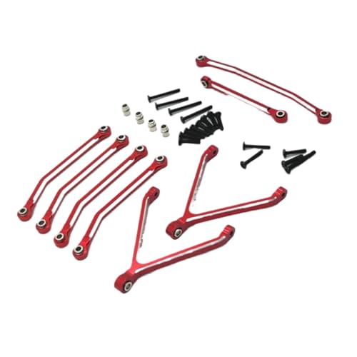 GTFRUQAS Für FMS Für FCX24 1/24 RC Crawler Auto Upgrades Teile Zubehör 8Pcs Metall Für Chassis Links Zugstangen Und Lenkstangen Set RC Ersatzteile(Red) von GTFRUQAS