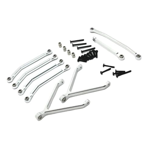 GTFRUQAS Für FMS Für FCX24 1/24 RC Crawler Auto Upgrades Teile Zubehör 8Pcs Metall Für Chassis Links Zugstangen Und Lenkstangen Set RC Ersatzteile(Silver) von GTFRUQAS