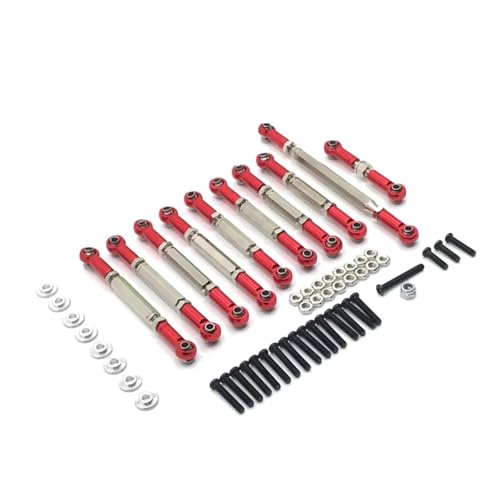 GTFRUQAS Für MN Für D90 MN99S 10 Stücke Metall Einstellbar Für Chassis Link Stange Lenkung Link Servo Stange Set RC Auto Upgrade Teile RC Ersatzteile(Red) von GTFRUQAS