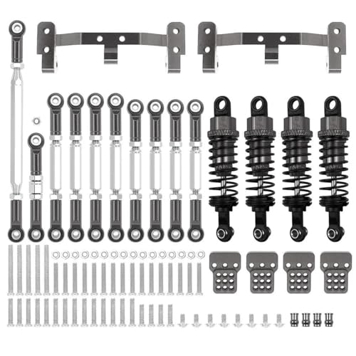 GTFRUQAS Für MN Für D90 MN99S Metall Für Chassis Link Stange Zugstange Halterung Stoßdämpfer Set RC Auto Upgrades Teile Zubehör RC Ersatzteile(Titanium) von GTFRUQAS