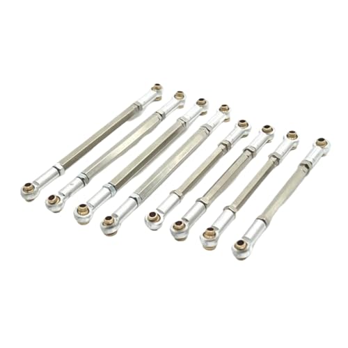 GTFRUQAS Für MN Für MN128 MN86 MN86S MN86K MN86KS G500 1/12 8 Stücke Metall Link Stange Zugstange Linkage Set RC Auto Upgrade Teile Zubehör RC Ersatzteile(Silver) von GTFRUQAS