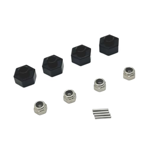 GTFRUQAS Für MN168 Für Auto Upgrade Teile 1/12 4Pcs Metall 12mm Rad Hex Hub Adapter RC Auto Fernbedienung Upgrade Teile Zubehör RC Ersatzteile(Black) von GTFRUQAS