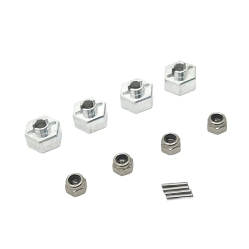 GTFRUQAS Für MN168 Für Auto Upgrade Teile 1/12 4Pcs Metall 12mm Rad Hex Hub Adapter RC Auto Fernbedienung Upgrade Teile Zubehör RC Ersatzteile(Silver) von GTFRUQAS