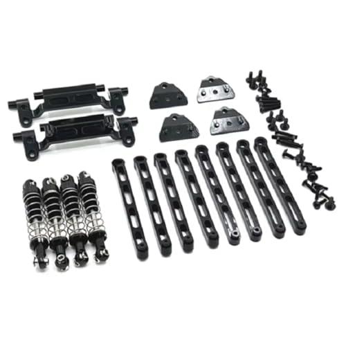 GTFRUQAS Für MN78 Für MN168 1/12 Metall Stoßdämpfer Link Stange Servo Halterung Schock Turm RC Auto Upgrades Teile Zubehör RC Ersatzteile(Black) von GTFRUQAS