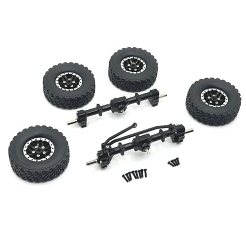 GTFRUQAS Für MN78 MN82 MN99S MN98 1/12 RC Auto Upgrade Teile Zubehör Metall Vordere Und Hintere Portal Achse Beadlock Rad Reifen Set RC Ersatzteile(Black) von GTFRUQAS