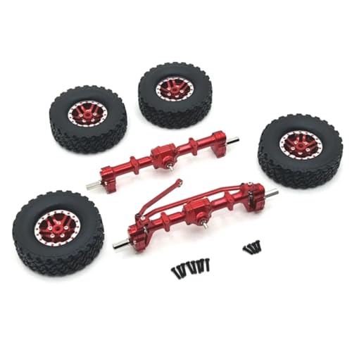 GTFRUQAS Für MN78 MN82 MN99S MN98 1/12 RC Auto Upgrade Teile Zubehör Metall Vordere Und Hintere Portal Achse Beadlock Rad Reifen Set RC Ersatzteile(Red) von GTFRUQAS