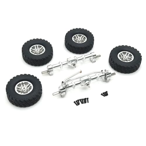 GTFRUQAS Für MN78 MN82 MN99S MN98 1/12 RC Auto Upgrade Teile Zubehör Metall Vordere Und Hintere Portal Achse Beadlock Rad Reifen Set RC Ersatzteile(Silver) von GTFRUQAS