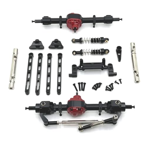 GTFRUQAS Für MN82 LC79 MN78 1/12 RC Auto Upgrade Teile Metall Vorder- Und Hinterachse Für Chassis Link Stange Zugstange Montieren Stoßdämpfer Set RC Ersatzteile(Black) von GTFRUQAS