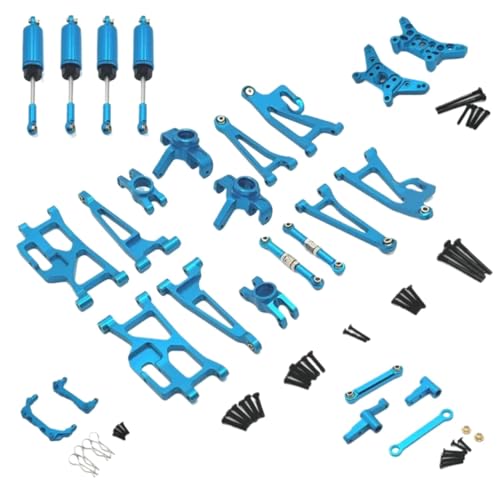 GTFRUQAS Für Mjx Für 14209 14210 1/14 Metall Lenkung Cup Hub Carrier Oberen Unteren Für Schaukel Arm Set Stoßdämpfer RC Auto Upgrade Teile Zubehör RC Ersatzteile(Blue) von GTFRUQAS