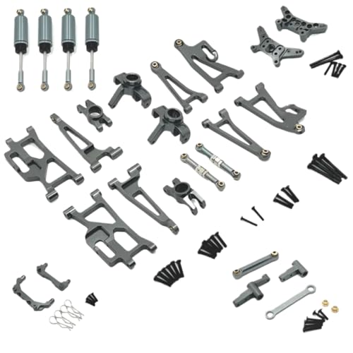 GTFRUQAS Für Mjx Für 14209 14210 1/14 Metall Lenkung Cup Hub Carrier Oberen Unteren Für Schaukel Arm Set Stoßdämpfer RC Auto Upgrade Teile Zubehör RC Ersatzteile(Grey) von GTFRUQAS