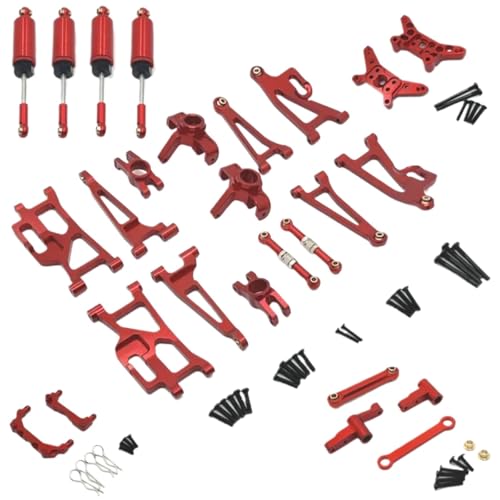 GTFRUQAS Für Mjx Für 14209 14210 1/14 Metall Lenkung Cup Hub Carrier Oberen Unteren Für Schaukel Arm Set Stoßdämpfer RC Auto Upgrade Teile Zubehör RC Ersatzteile(Red) von GTFRUQAS